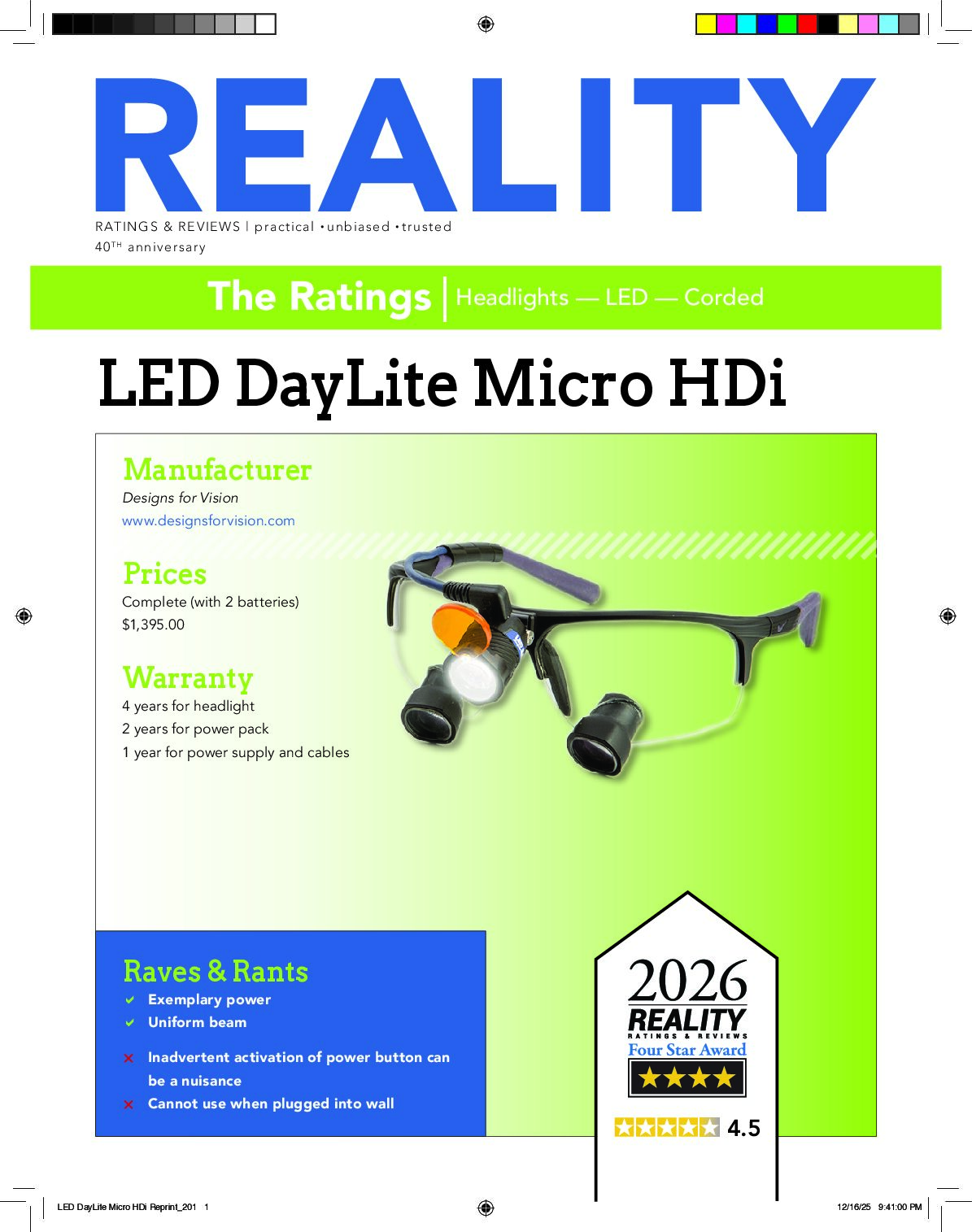 Reality Review LED DayLite Micro HDi Reprint