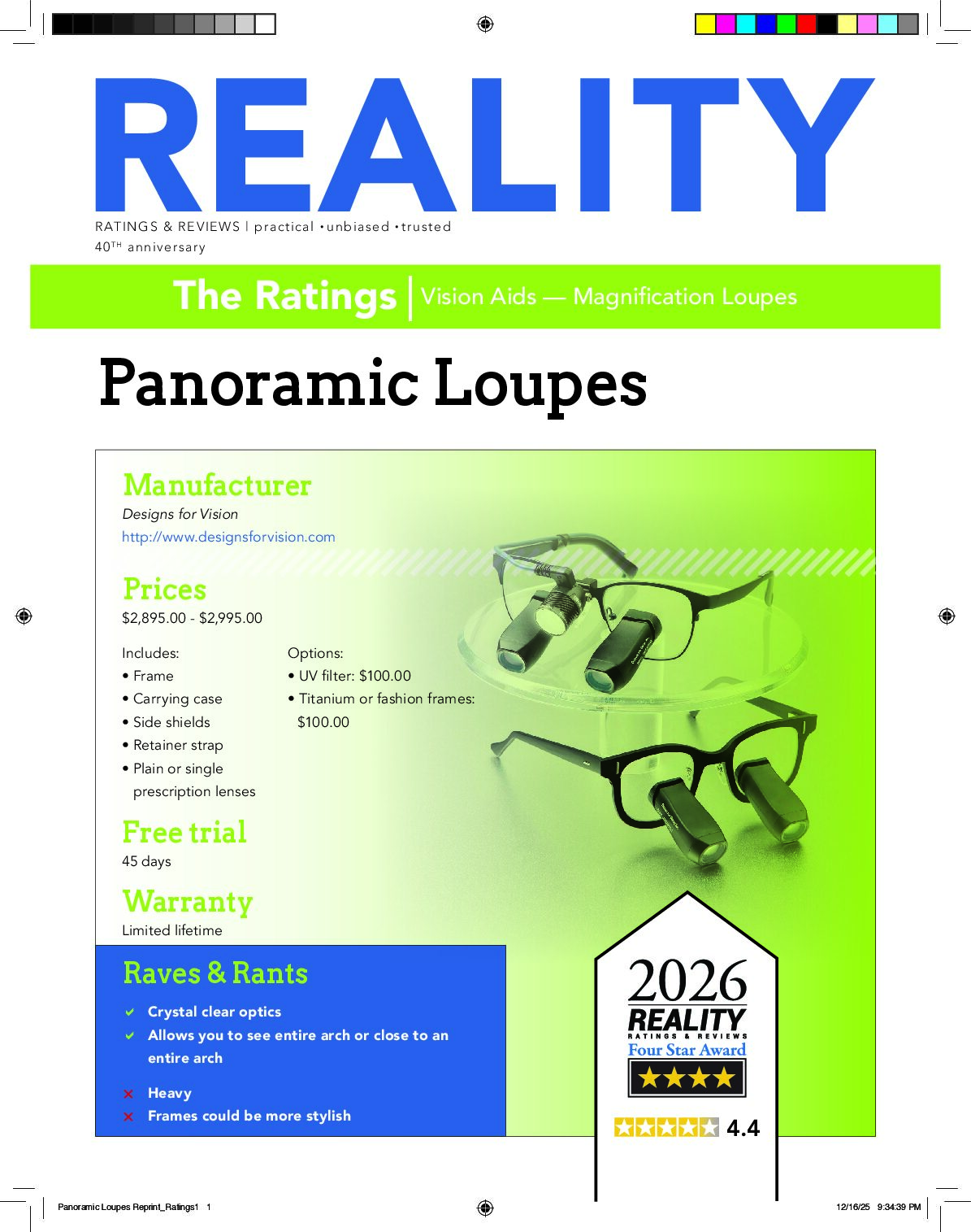 Reality Review Panoramic Loupes Reprint_Ratings